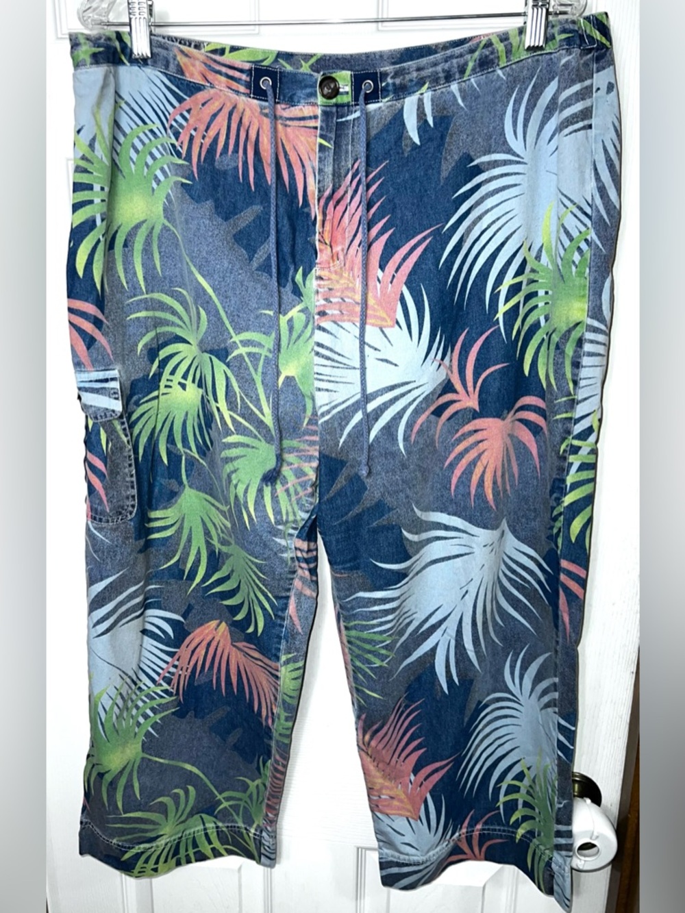 Sag Harbor Denim Capri Pants Capris Cargo Pants Tropical Print Women’s XL